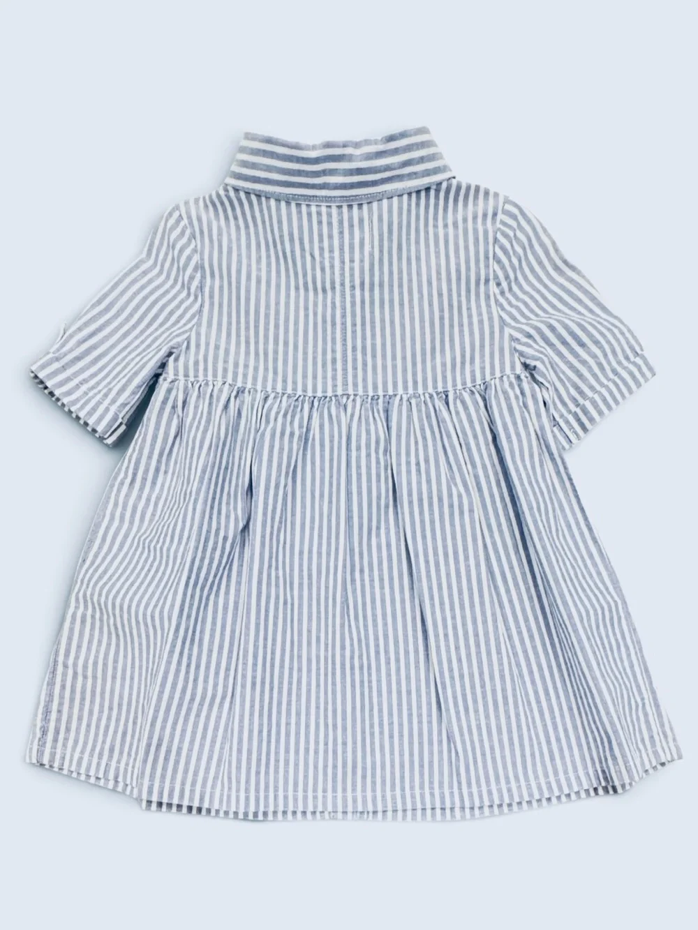 Old Navy Girls 18-24M Blue and White Striped Floral Embroidered Dress.